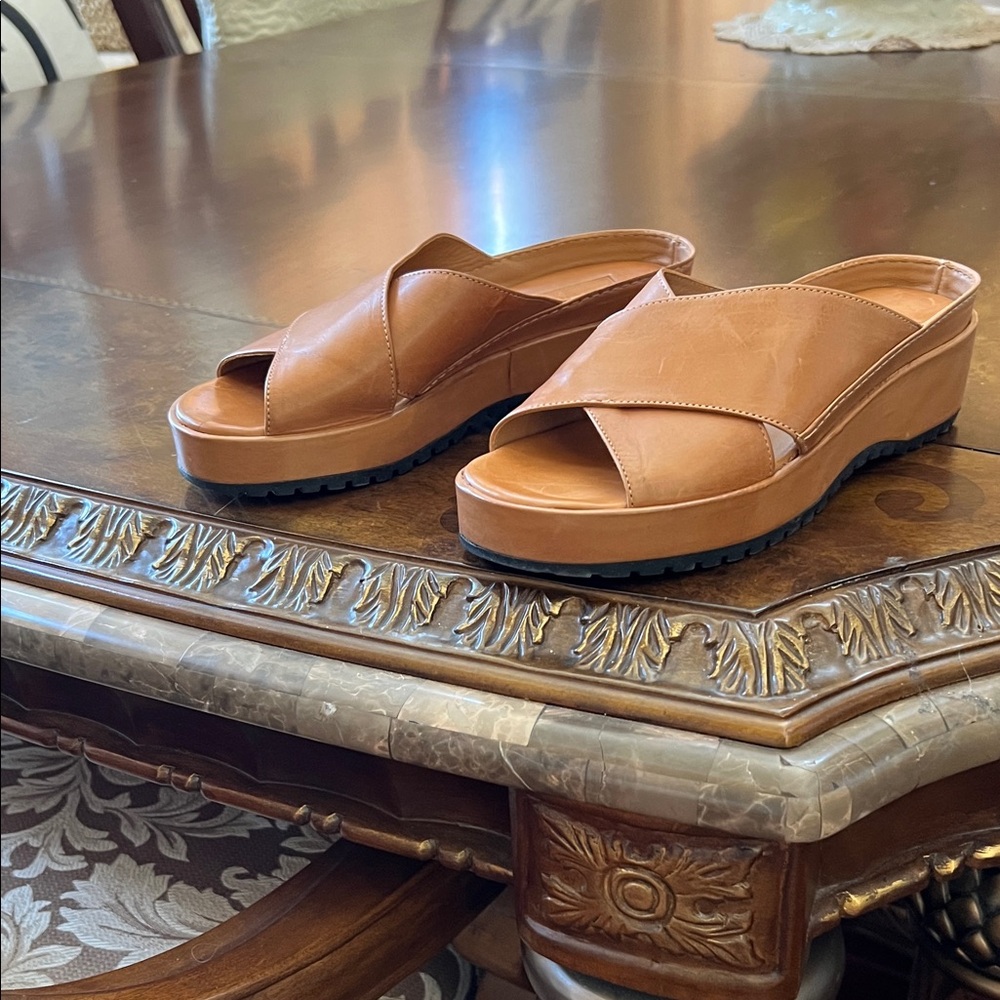 Cole Haan Tan Leather Slide Sandals